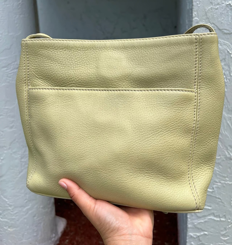 Coach Vintage Sonoma Pocket Zip Natural Grain Pebbled Leather Lime Green 4924 gallery