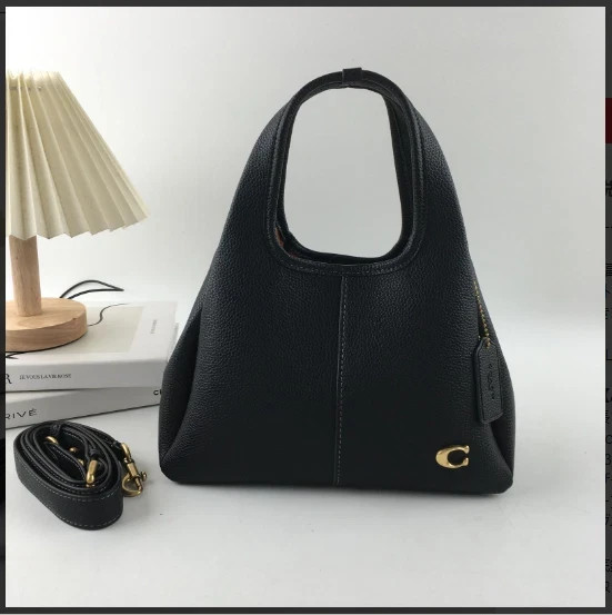 COACH CM545 Lana Shoulder Bag 23 Polished Pebble Leather Black Outlet New!!
