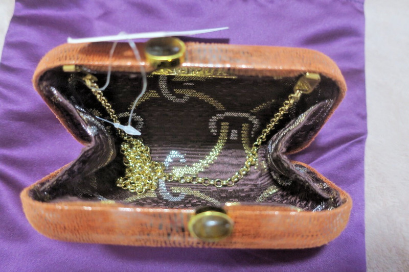 Kotur Margo Lizard Burma Minaudière with drop in chain