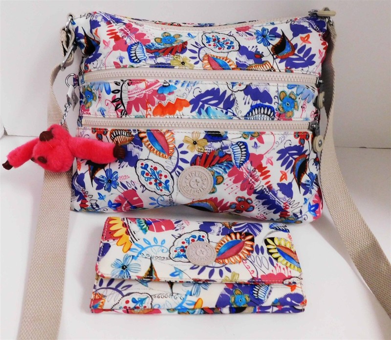 New Kipling Alvar Multi Flower Crossbody Bag w/ Wallet
