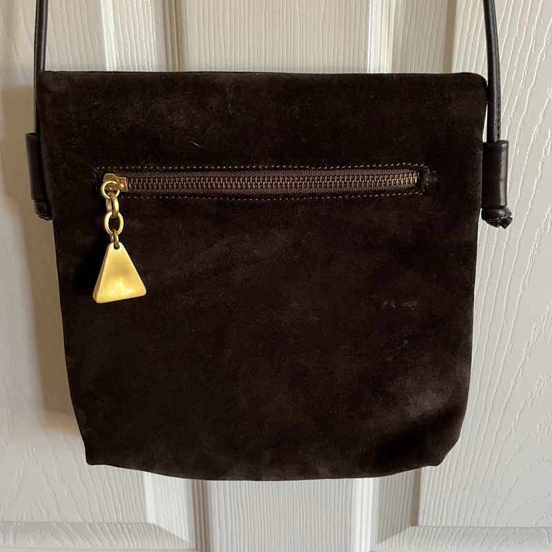 Americana By Sharif Crossbody Purse Brown Suede Leather 8″ X 7.5″