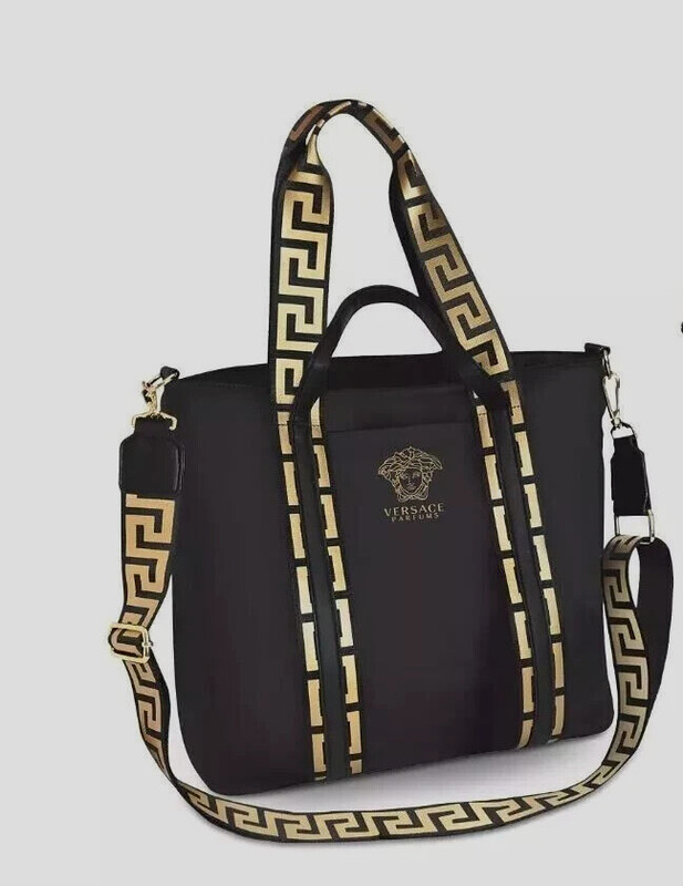 Versace Medusa Greca Goddess Greek Key Weekender Tote, Dust Bag, Pouch NEW