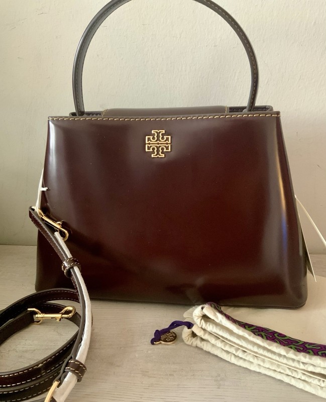 NWT TORY BURCH BRITTEN LARGE SMOOTH LEATHER SATCHEL CROSSBODY TEMPRANILLO $700