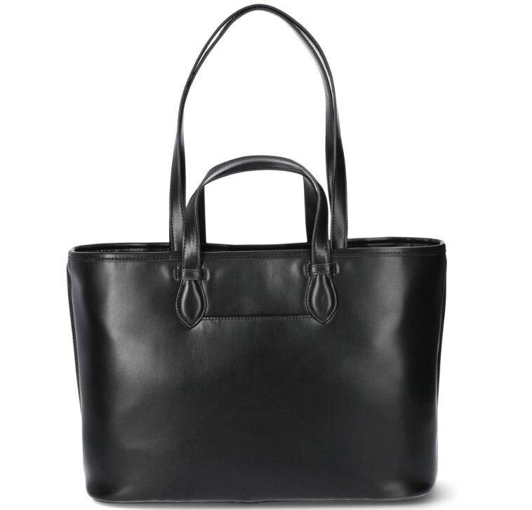 Time and True Faux Leather Chloe Tote Large Quilted Handbag, Black gallery