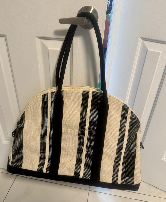 Universal Thread Goods Co. Cream and Black Stripe Weekender Duffel Large