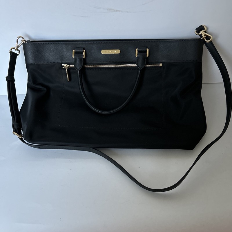 Michael Kors Large Black Colgate Tote With Crossbody Strap Nylon and Leather gallery