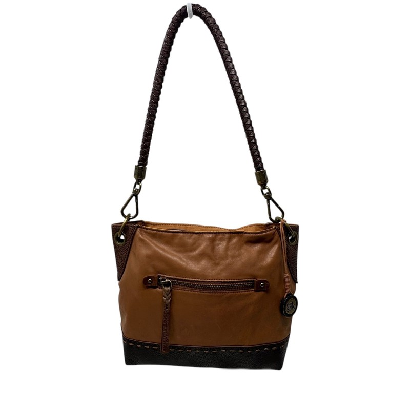 The Sak Indio Hobo Brown Leather Slouch Shoulder Bag Braided Strap Purse Boho