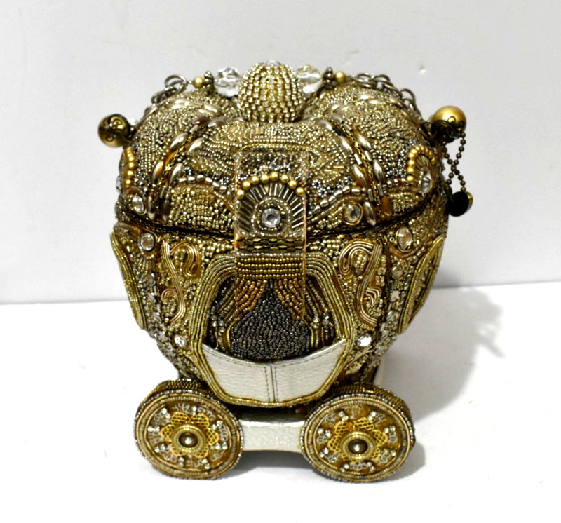 MARY FRANCES Before Midnight Beaded Bejeweled Cinderella Carriage Coach Purse