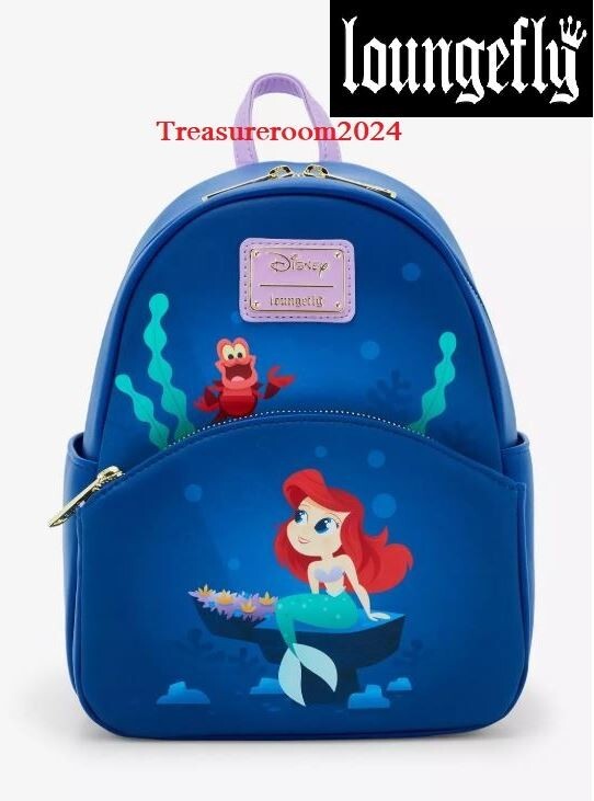 LOUNGEFLY Disney The Little Mermaid Ariel & Sebastian Mini Backpack NEW!