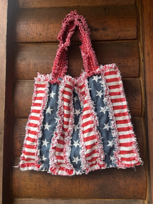New Handmade Quilted Stars & Stripes Tote Bag Patriotic Flag 16×21