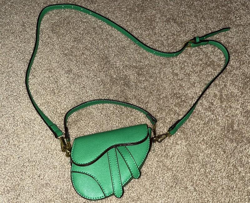 Saddlebag Shaped Mini Green Purse Cross Body Shoulder Bag Handbag 5 ½ x 4 Inches gallery