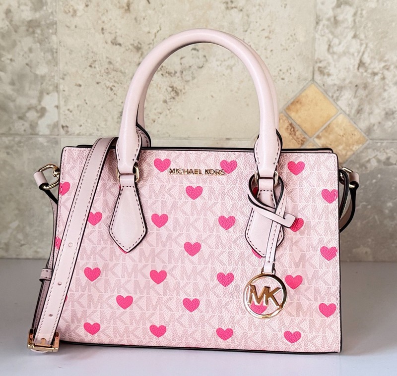 Michael Kors Sheila SM Center Zip Satchel Shoulder Crossbody Bag MK Pink/Heart gallery