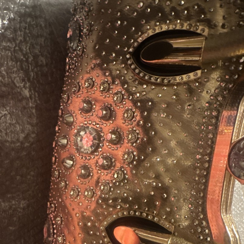 Gold Rhinestone Studded Braided Metallic Satchel Detachable Strap gallery