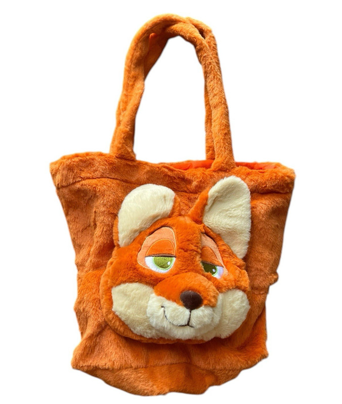 Orange Plush Faux Fur Fox Face Plush Shoulder Tote Bag New Children or Adults