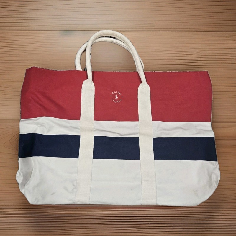 Ralph Lauren Polo Tote Bag Vintage 4th of July Red White & Blue, Canvas 21x14x5