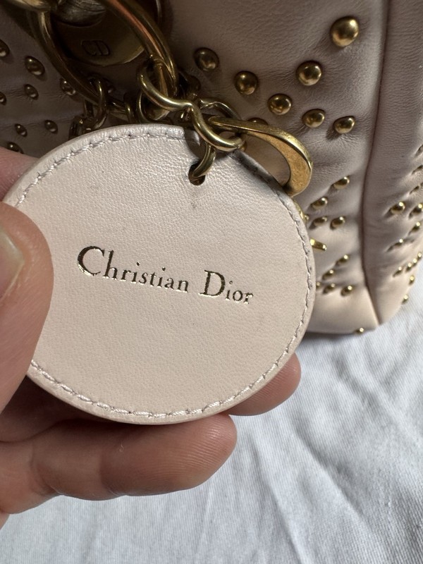 Christian Dior Women's Pink Supple Lady Leather Cannage Stud Shoulder Purse Bag gallery