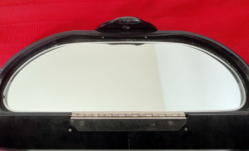 Wilardy Vintage Lucite Purse 1950s Black Marbled w/Mirror Double Handle Art Deco gallery