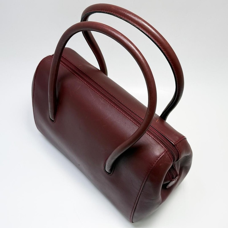 Must de Cartier Authentic Handbag Bordeaux Red Leather Tote Formal Mini Boston