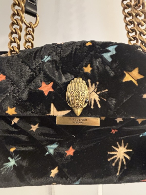 Kurt Geiger The Kenniston Medium Quilted Suede Shoulder Bag Black With Stars gallery