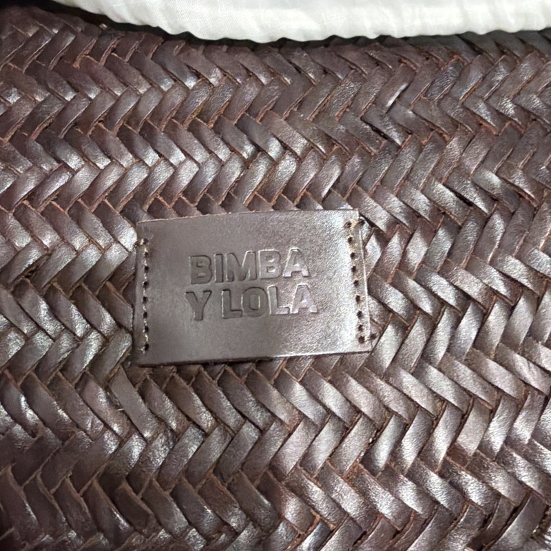 New Bimba y Lola Brown Woven Leather eggplant shoulder Bag gallery