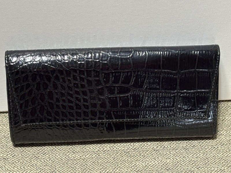 Bonita Bag New York Black High Shine Faux Crocodile Patent Leather Clutch