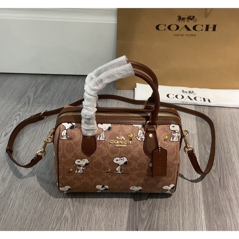 NWT Coach X Peanuts CBM33 Rowan Satchel Bag Signature Canvas Snoopy Print OUTLET gallery