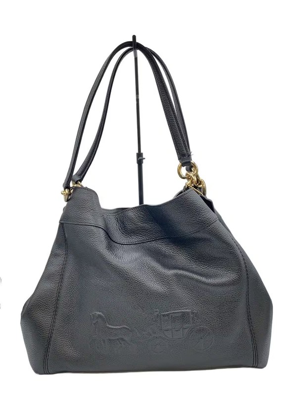 COACH Tote Bag, Leather, Black, Plain, F23510