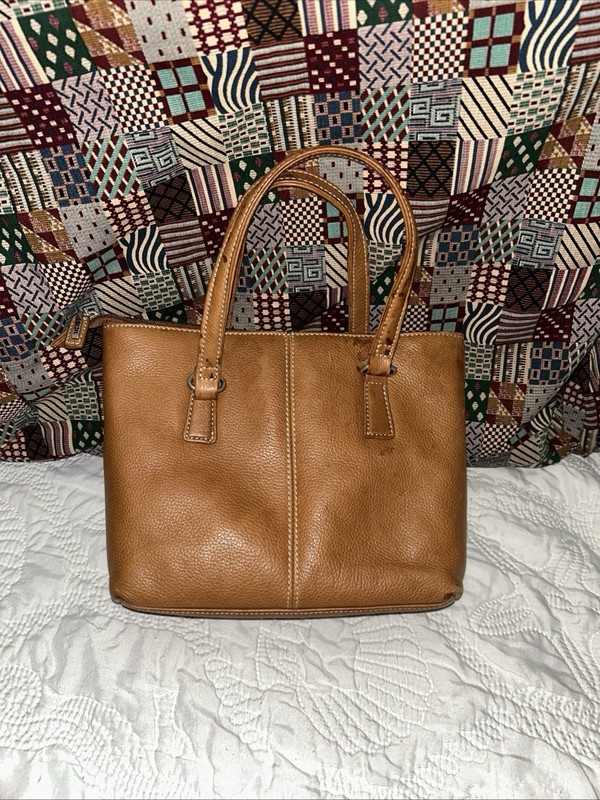 Fossil Vintage Y2K Leather Tote Handbag Camel
