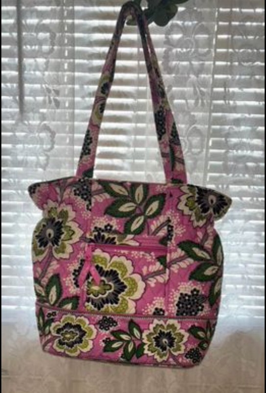 Vera Bradley Priscilla Large Floral Magnetic Snap Button Top Tote