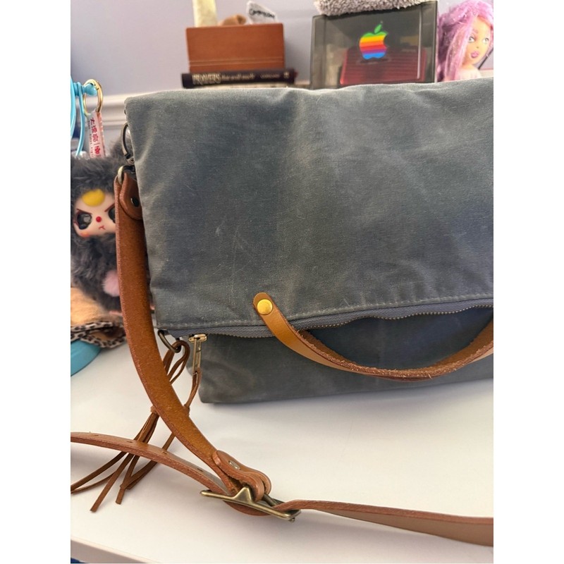 Monday Morning Studios Waxed Canvas Foldover Tote in Grey gallery