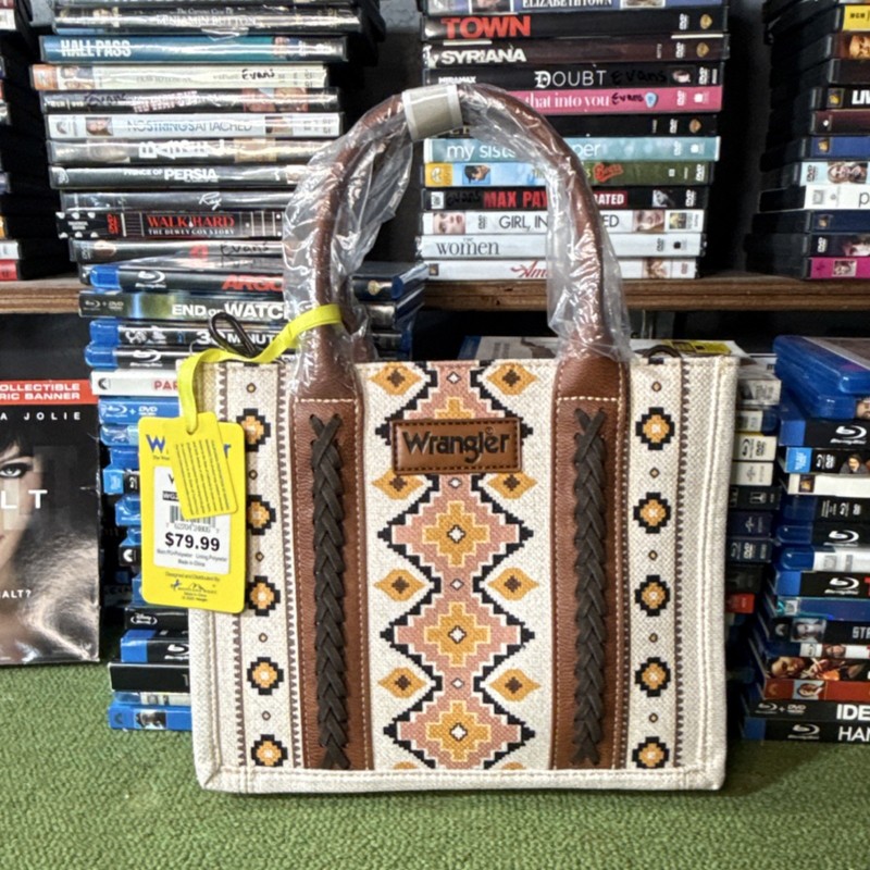 Wrangler Western Aztec Tote Bag with Detachable Strap and Inner Pockets