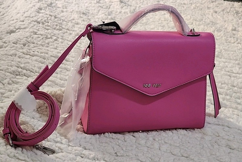 Nine West Abarrane Purse Guava Pink Barbiecore Top Handle Shoulder Strap New