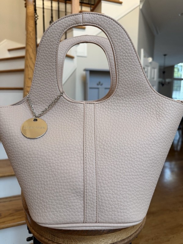 Alex Max Blush Pebbled Top Handle Crossbody Tote large front lock detail NEW gallery