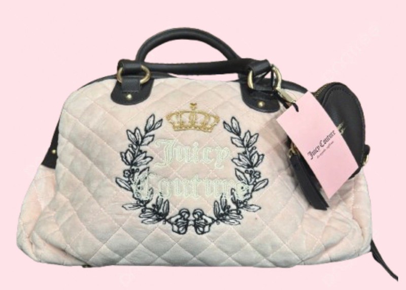 Juicy Couture Pink Quilted Satchel Top Handle Detachable Strap Charm Zip gallery