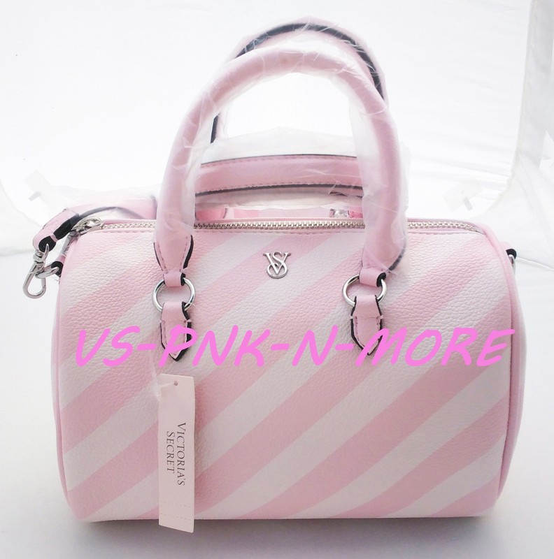 with tags Victorias Secret VS Mini Duffle Crossbody Bag Purse Pink Strip G2U