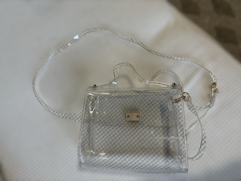 Clear Transparent Crossbody Bag PVC Mix Metal Adjustable Strap 7.25 Inch gallery
