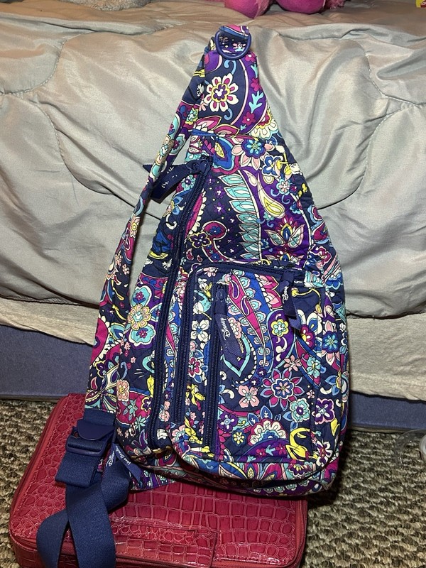 Vera Bradley Disney Floral Sling Bag Multicolor Zip, Adjustable Strap Pockets