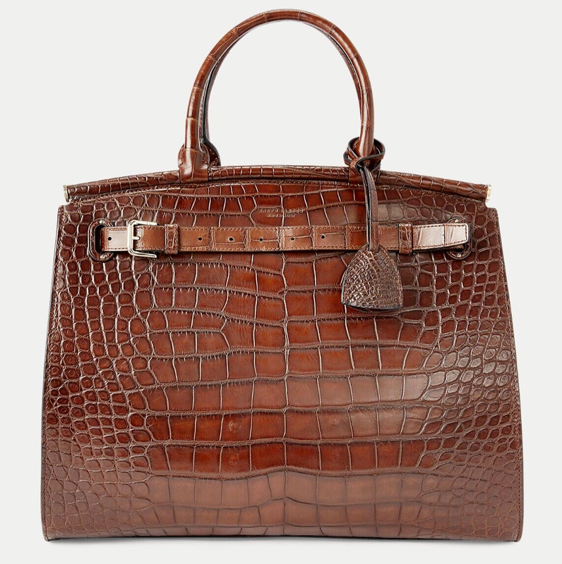RL50 Ralph Lauren Collection Alligator Large Bag Chocolate