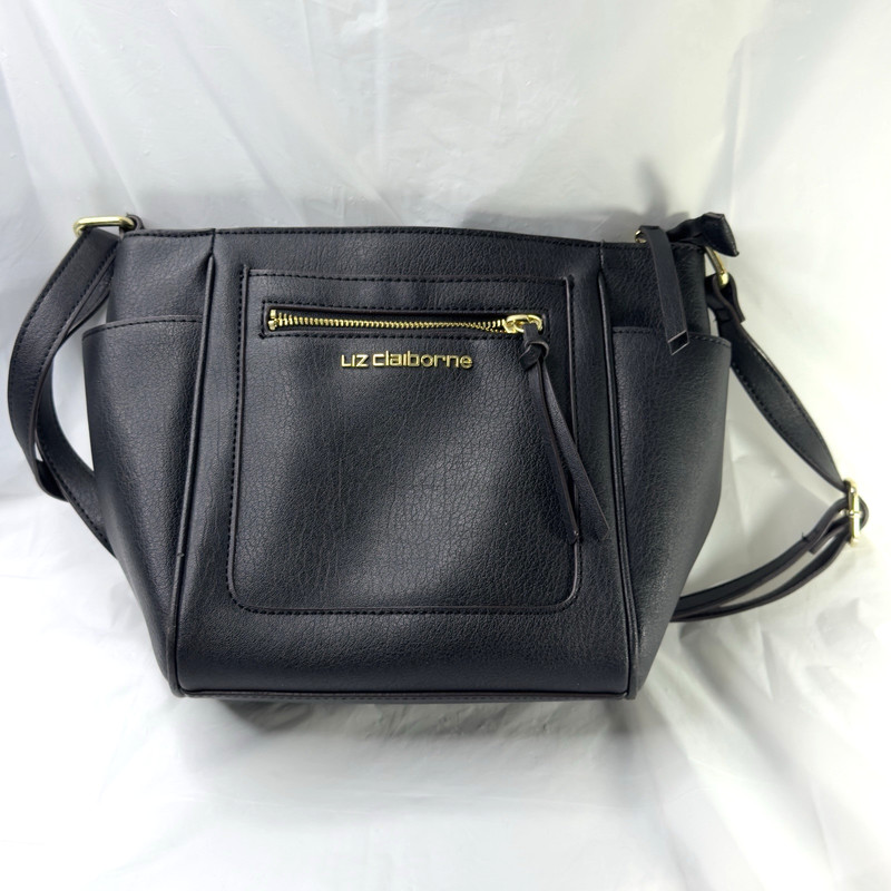 Liz Claiborne Shoulder Cross Body Bag with Adjustable Strap & Tassels (Black)
