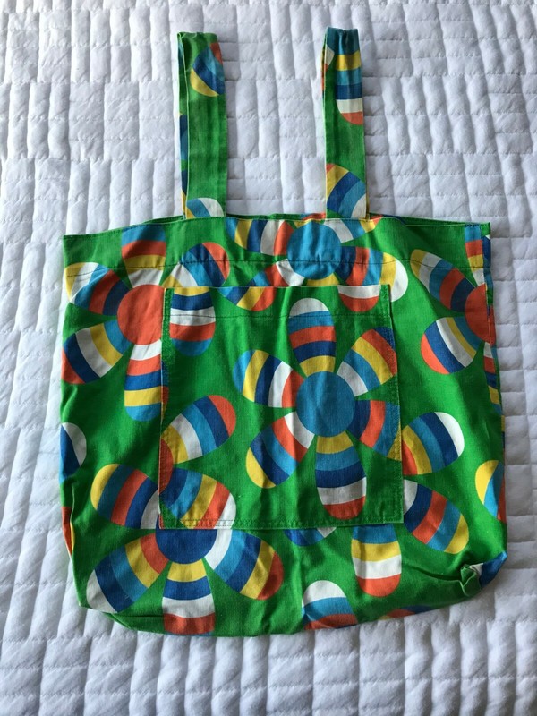 Mod Retro Flower Geometric Purse Tote Bag Colorful Green Orange Yellow Blue