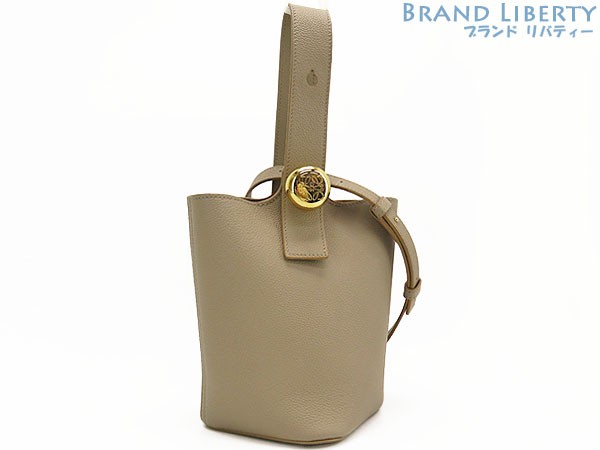 LOEWE Pebble Mini Bucket Bag Soft Grain Calf Sand Beige Handbag