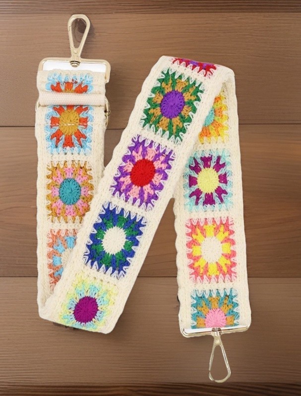 Crochet Flower Purse Straps Replacement Crossbody for Handbags Guitar Boho