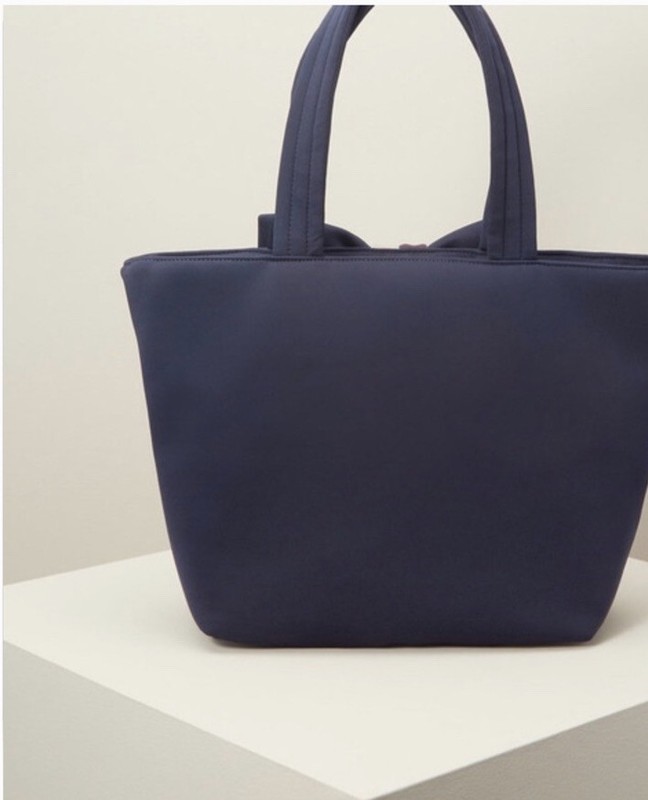 Stella & Dot Crush It Navy Nylon Bow W/ Stripe Accent Large Tote/ Travel Bag gallery