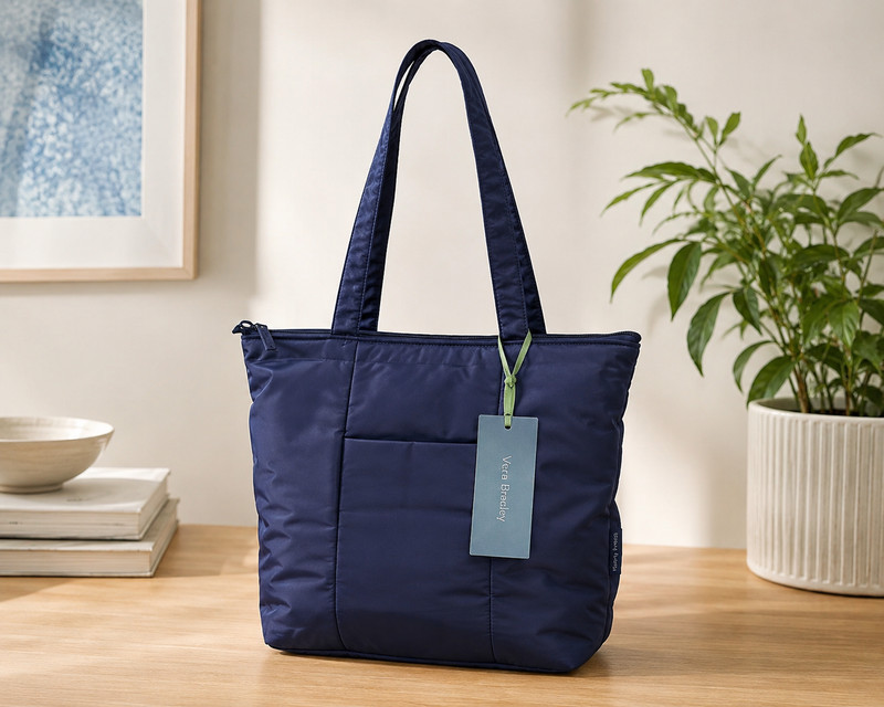 Vera Bradley Small Original Tote Bag Peacoat Recycled Nylon NWT Blue