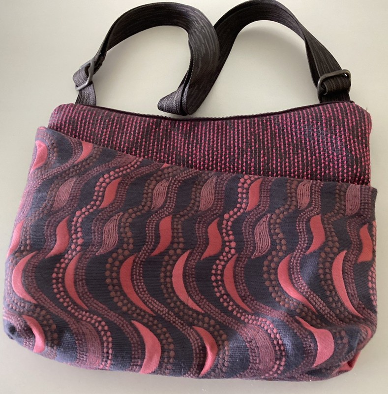 Maruca Design Red And Brown Fabric Medium Crossbody Bag USA