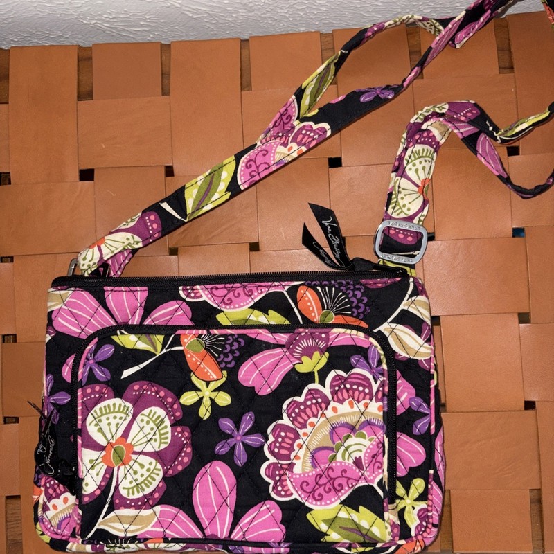 Vera Bradley Purse Pink Purple Green and Black. Pre-Owned Excellent Condition