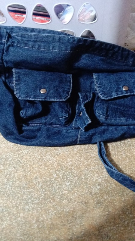 Denim Blue Snap Accent Shoulder Bag Women Rectangle Solid Strap