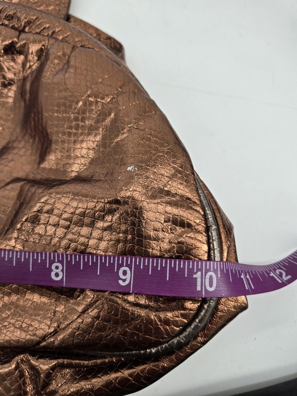 Super 80s Glam Metallic Bronze Flower Wide Mouth Frame Crossbody Bag Purse gallery