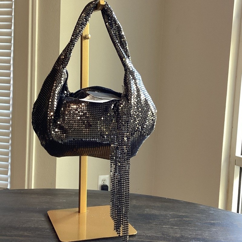 Whiting & Davis Marisol Twisted Hobo Handbag in Gunmetal gallery
