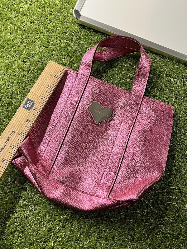 Victoria’s Secret Pink Metallic Tote Bag Y2k Heart accent Mini